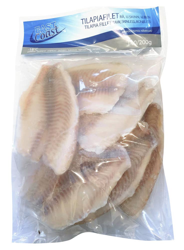 East Coast Tilapia fiskefilet 140/200 Rå Uten Bein og Skinn