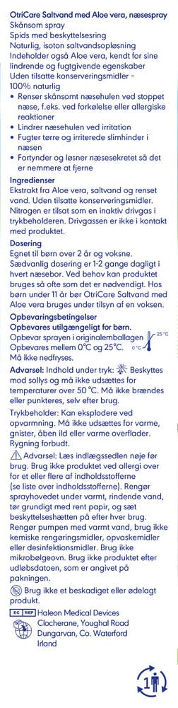 Otricare Aloe vera saltvannsspray Fra 2 år