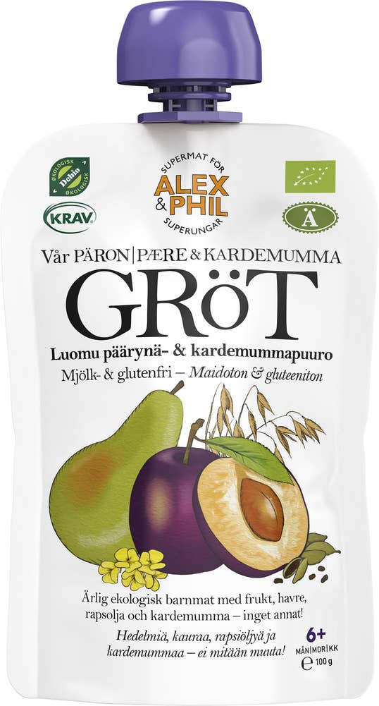 Alex&Phil Barnemat Økologisk pære- og kardemommegrøt Fra 6 mnd
