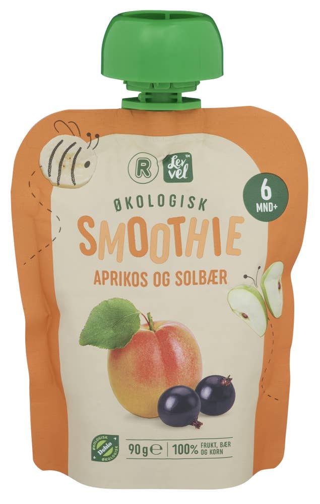 R Smoothie med Aprikos & Solbær Fra 6 mnd, Økologisk