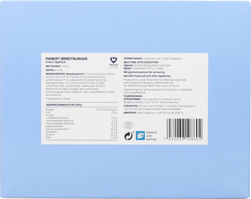 Gode Hav Panert ørretburger