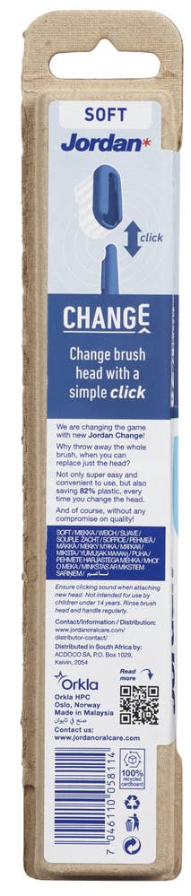 Jordan Tannbørste Change med 2 hoder Soft