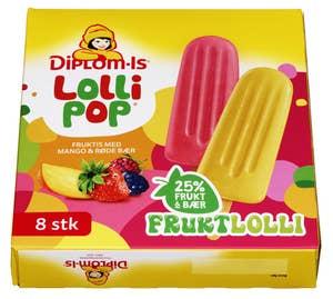 Diplom-is Lollipop fruktlolli 8 stk