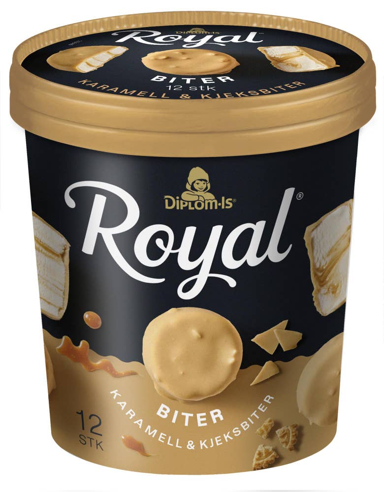 Diplom-is Royal Biter med karamell & kjeksbiter