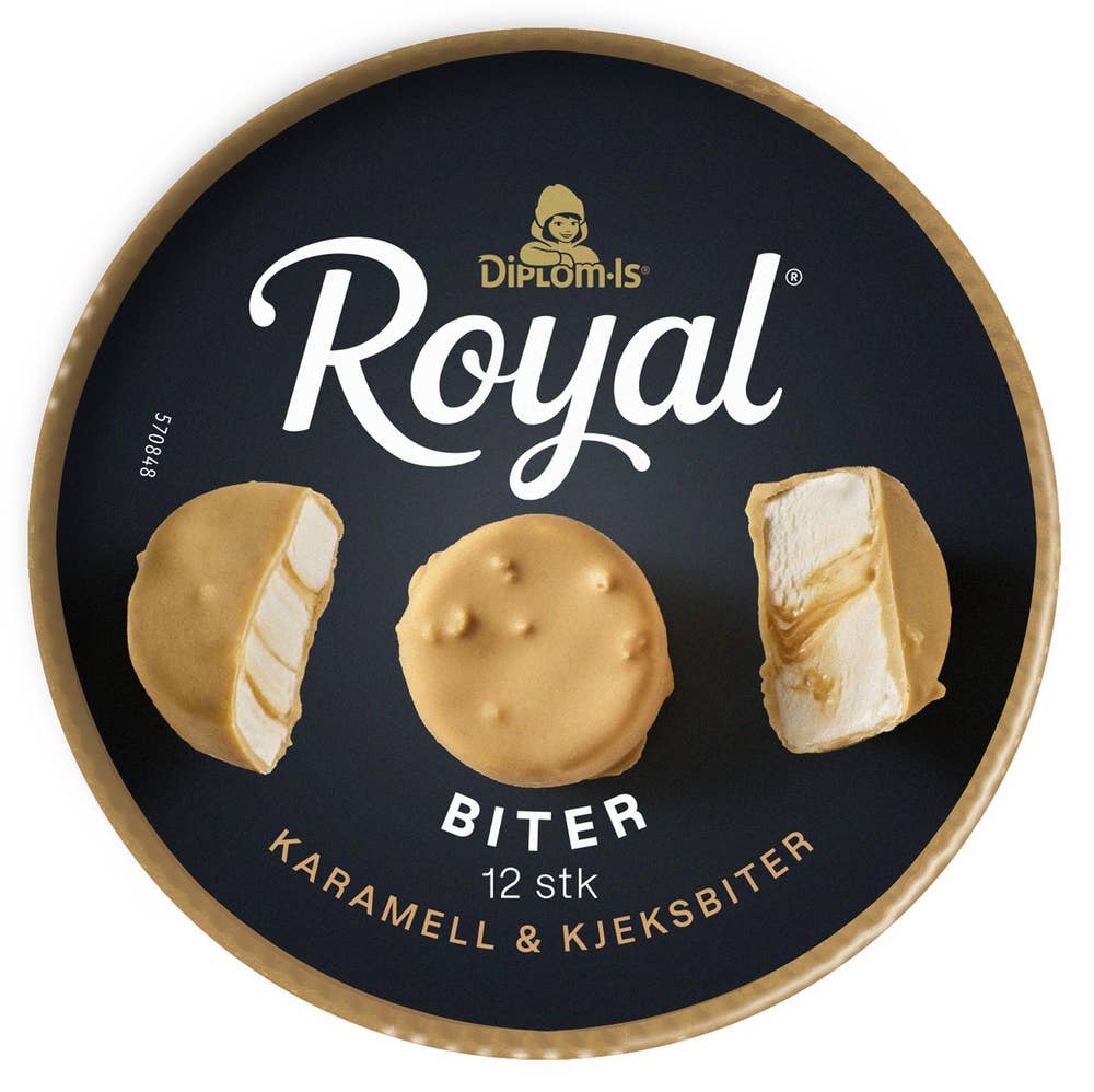 Diplom-is Royal Biter med karamell & kjeksbiter