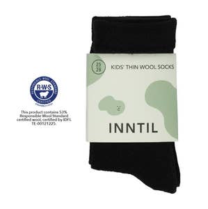 Inntil Tynne barnesokker i ullblanding Sort, str. 25-28