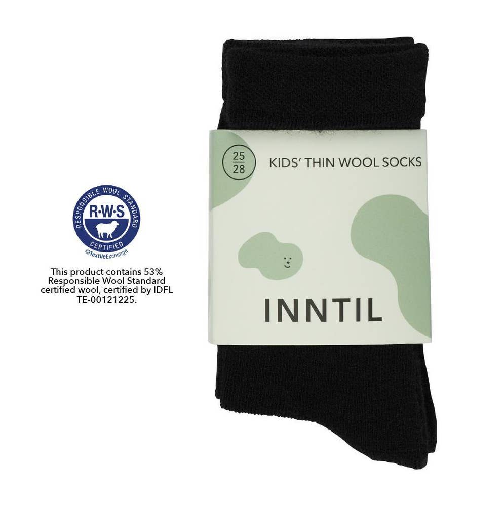 Inntil Tynne barnesokker i ullblanding Sort, str. 25-28