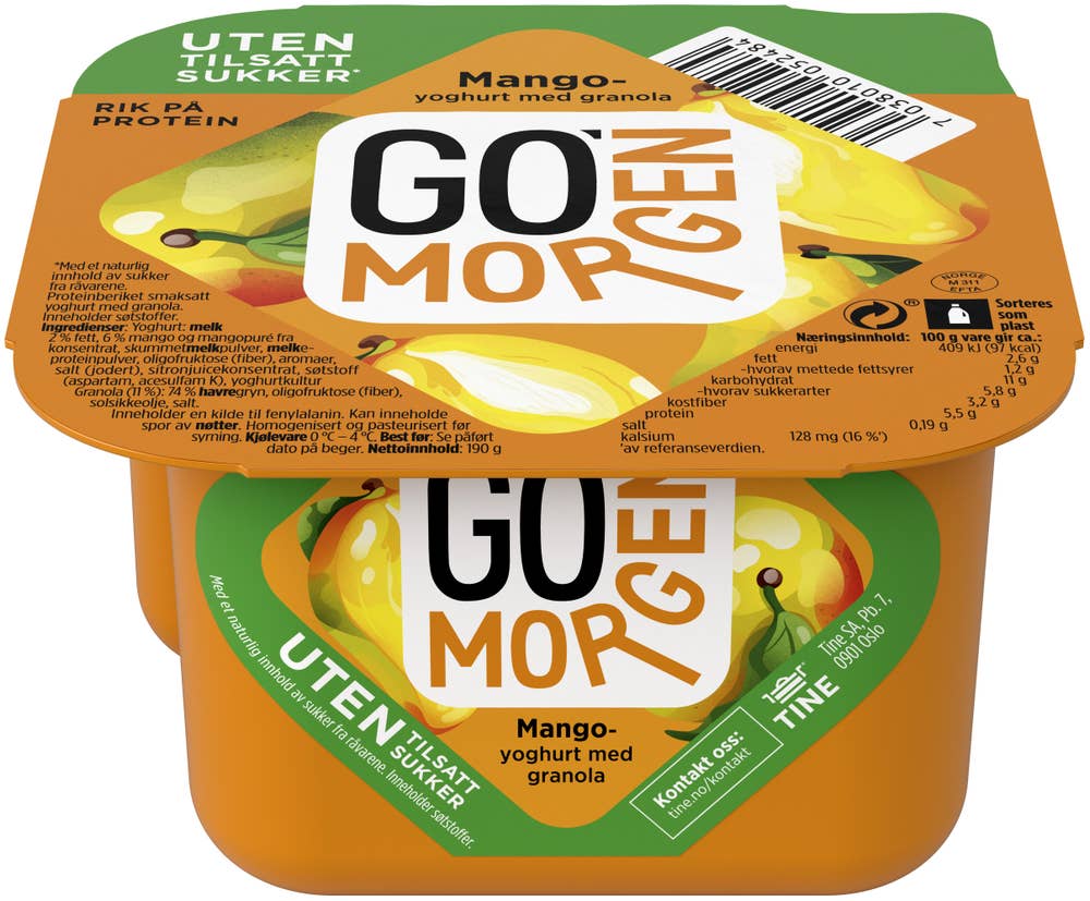 TINE Go'morgen Mangoyoghurt med Granola Uten tilsatt sukker