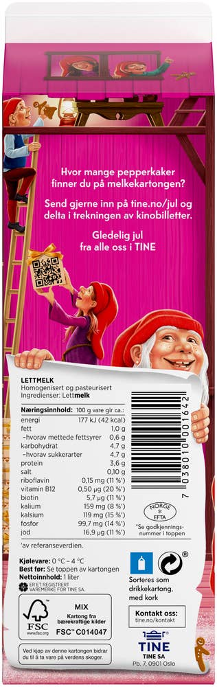 Tine Lettmelk 1% fett