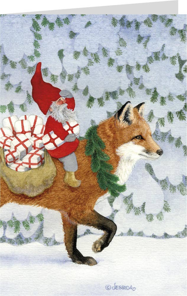 Festive Julekort med konvolutt, svensk tekst 11,5 x 17 cm