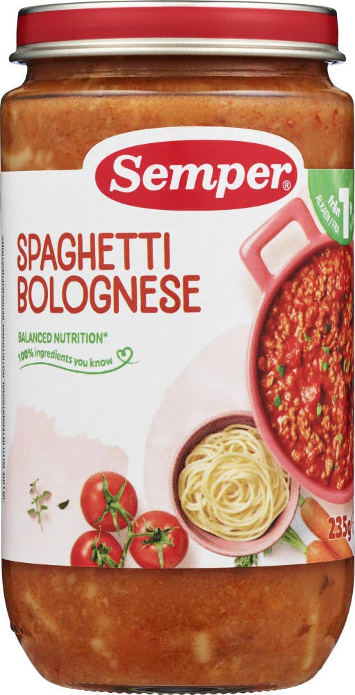 Semper Barnemat Spaghetti Bolognese Fra 12 mnd