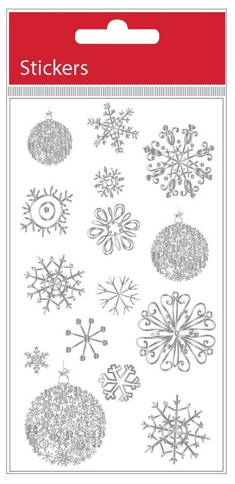 Festive Klistremerker til jul Sølv, 2 ark à 8,5 x 15 cm