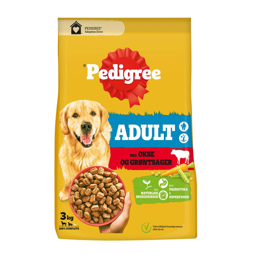 PEDIGREE Adult Tørrfôr med okse og grønnsaker Til voksne hunder