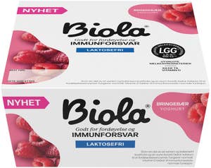 TINE Biola yoghurt bringebær Laktosefri
