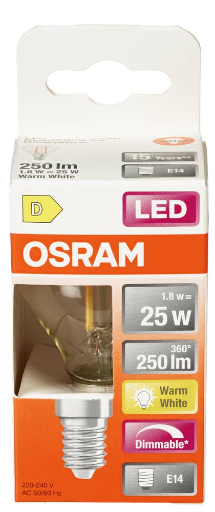 Osram Klar LED-lyspære E14 Dimbar, 25 W, 250 lm