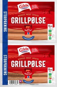 Gilde Grillpølser 2 Pk 2x600g