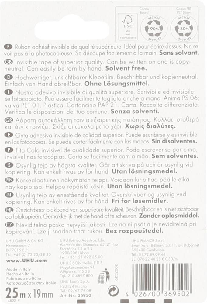Uhu Tape refill 25m x 19mm