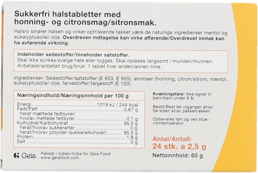 Halsro Honning & Sitron 60g