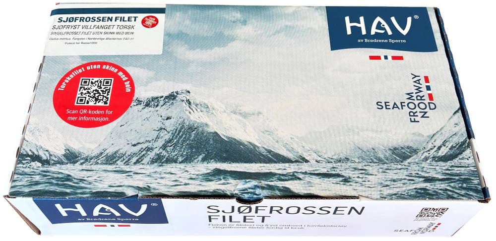 Brødrene Sperre Sjøfrossen torskefilet uten skinn, med bein