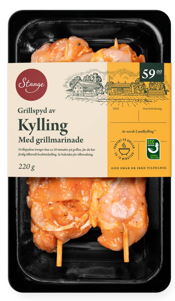 Stange Grillspyd av kylling med grillmarinade