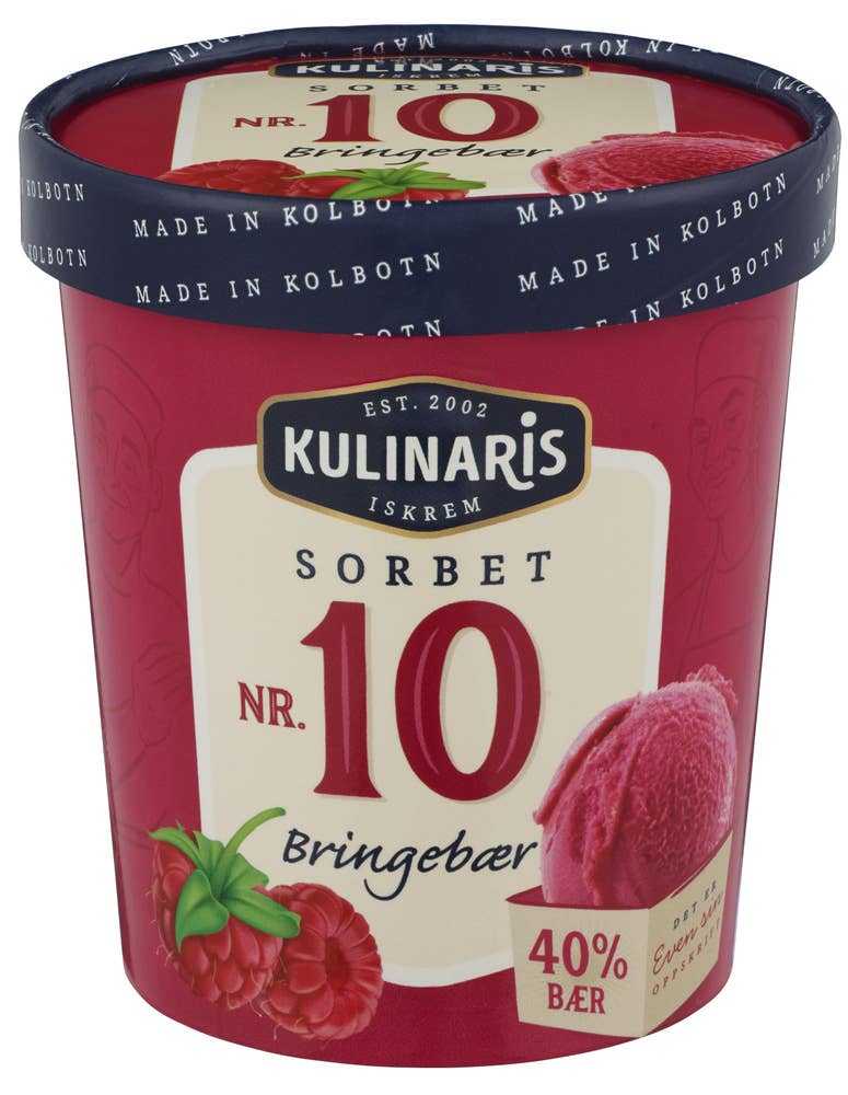 Kulinaris Nr. 10 bringebærsorbet