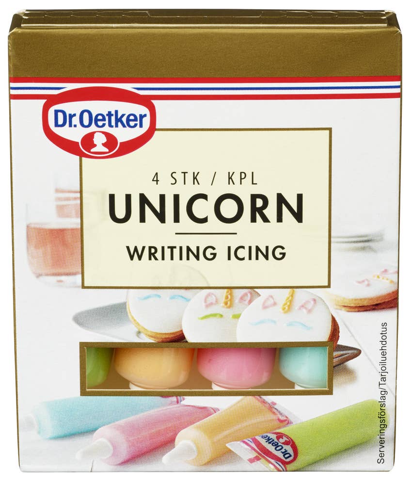Unicorn Writing Icing 4 stk