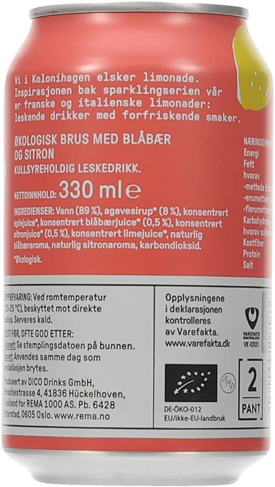 Kolonihagen Sparkling blåbær og sitron