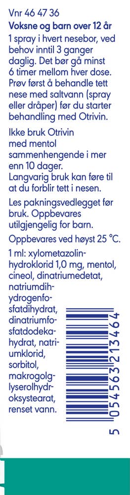 Otrivin nesespray for voksne mentol 1mg/ml