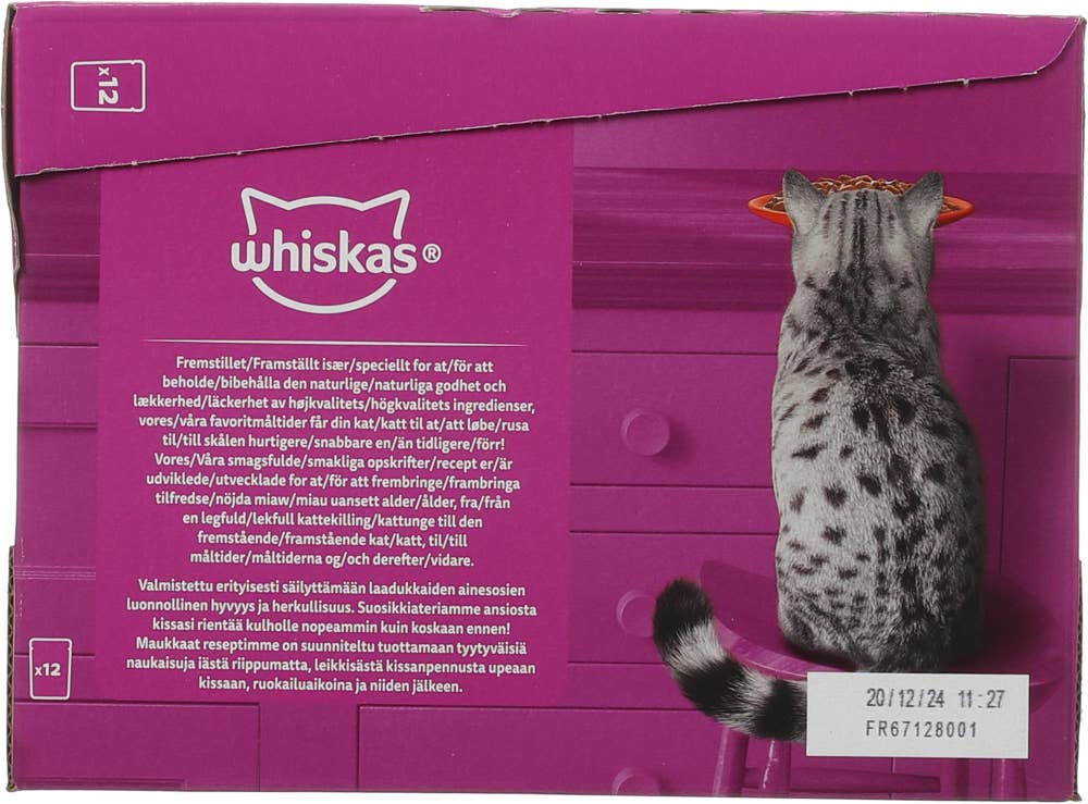 Whiskas Selection Våtfôr med Kylling, okse, lam og fjærkre i saus Til voksne katter fra 1 år, 12x100g