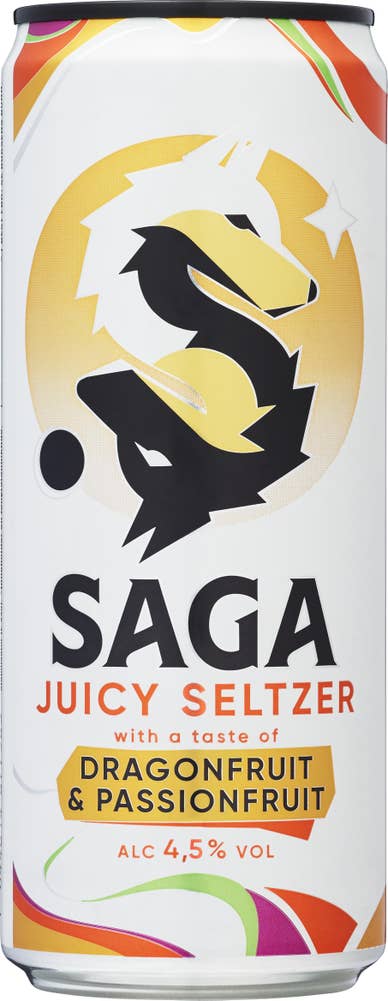 SAGA Hard Seltzer Juicy Dragon- & Passionfruit