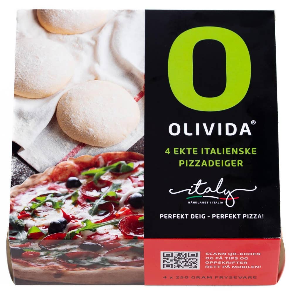 Frosne italienske pizzadeiger 4stk, 1 kg