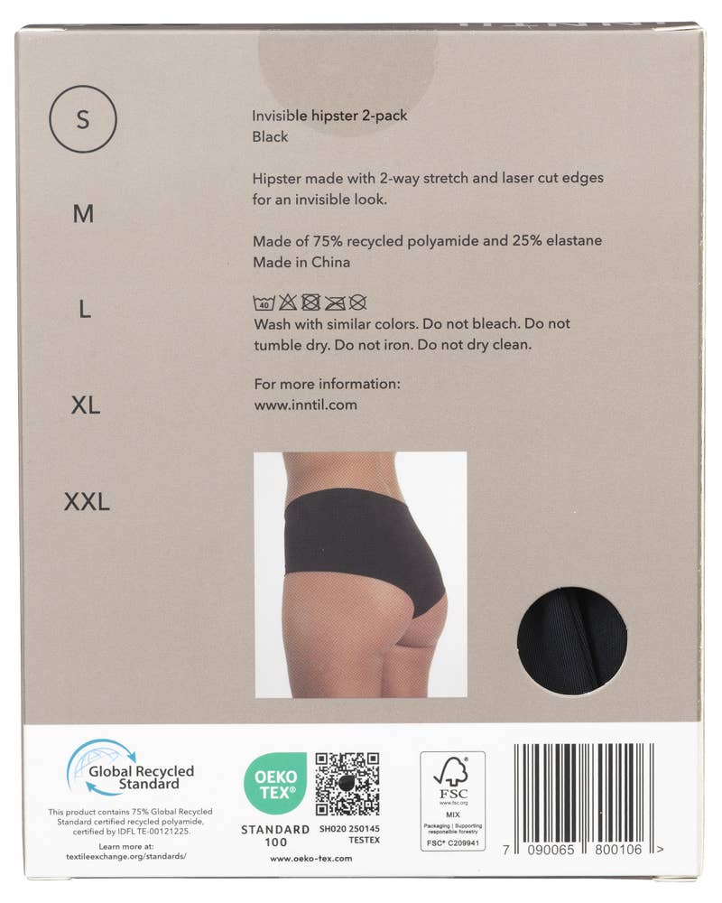 Inntil Sømløs Hipster Sort, str. S