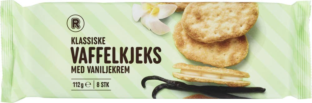 R Klassiske vaffelkjeks med vaniljekrem