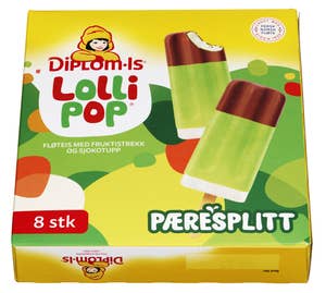 Diplom-is Lollipop pæresplitt 8 stk