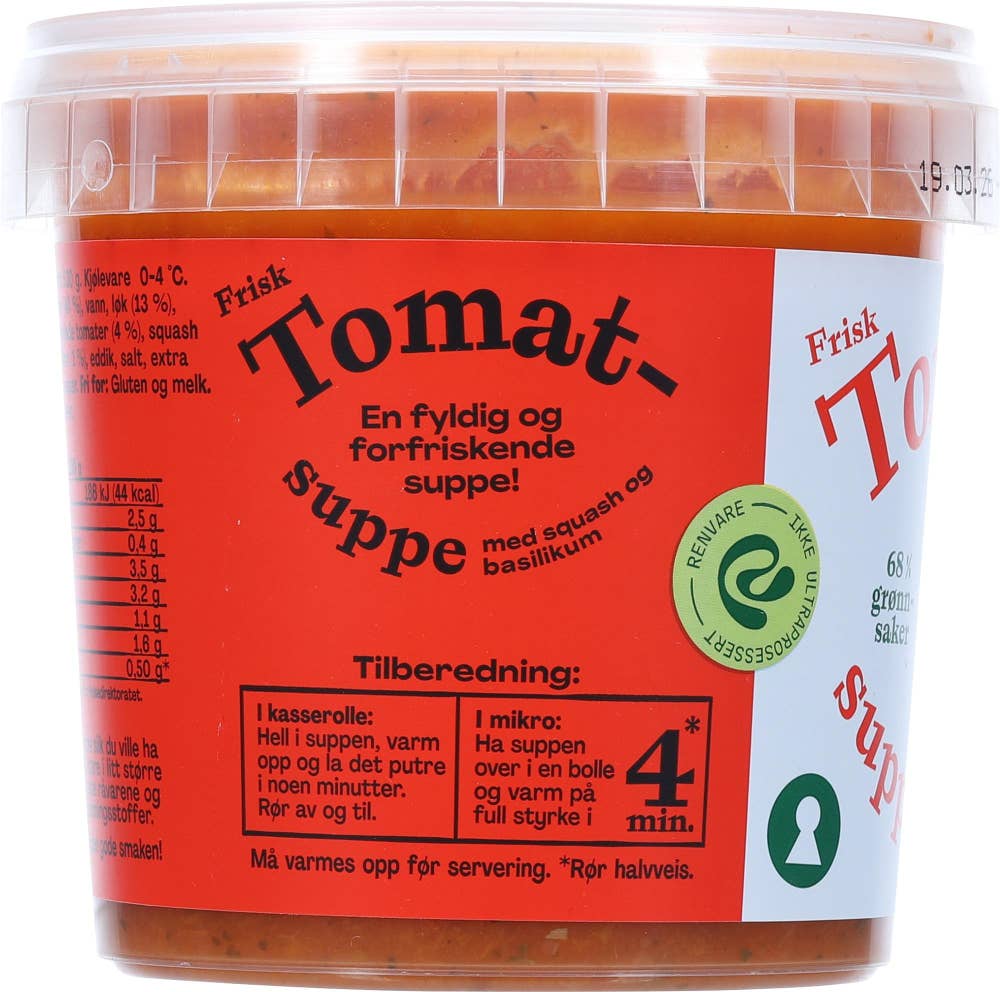 Mere Mat Suppe med tomat, squash og basilikum