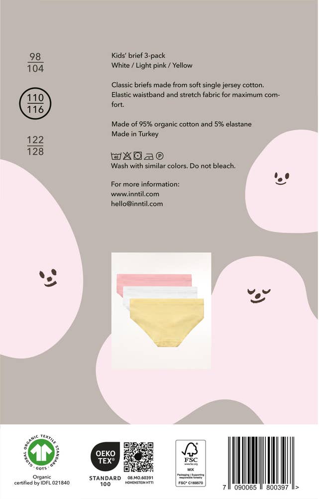 Inntil Truser Tre farger, barn str. 110-116