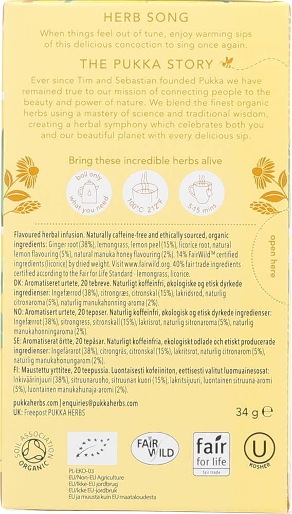 Pukka Lemon, ginger & manuka honey 20 teposer