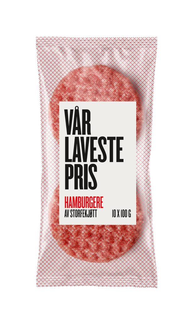 Frosne hamburgere 10x100g, 1 kg
