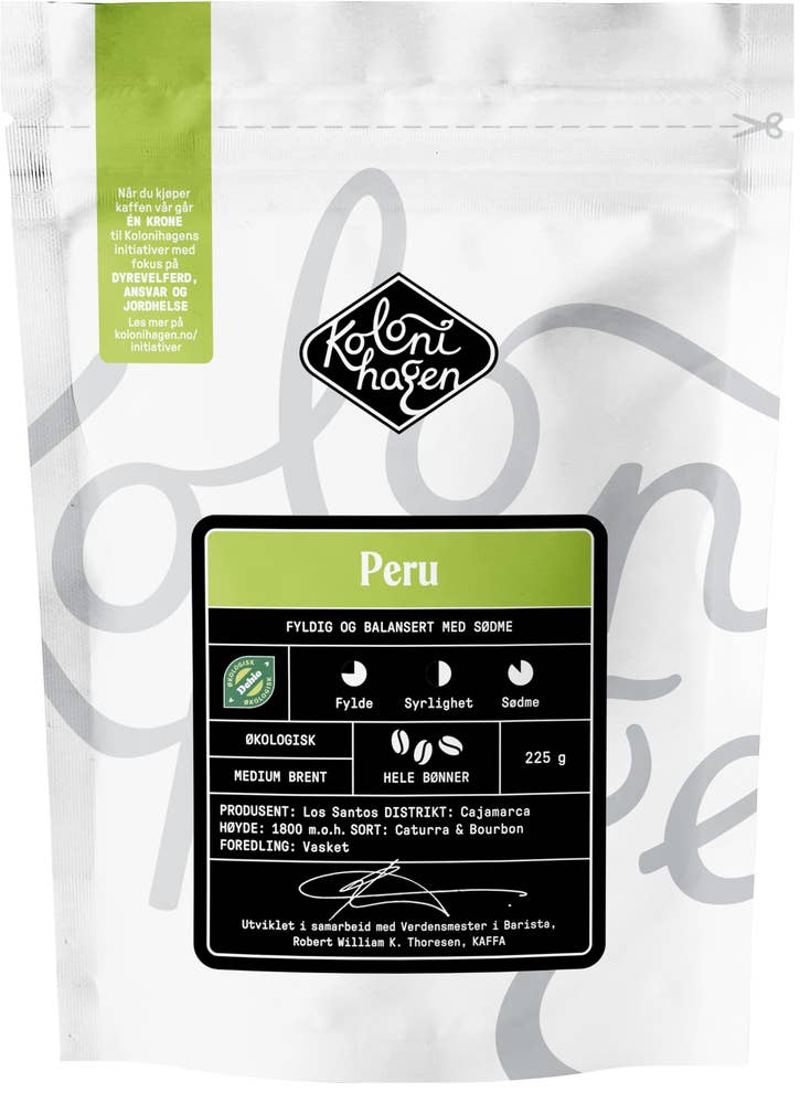 Kolonihagen Økologisk kaffe Peru Hele bønner, fyldig og balansert