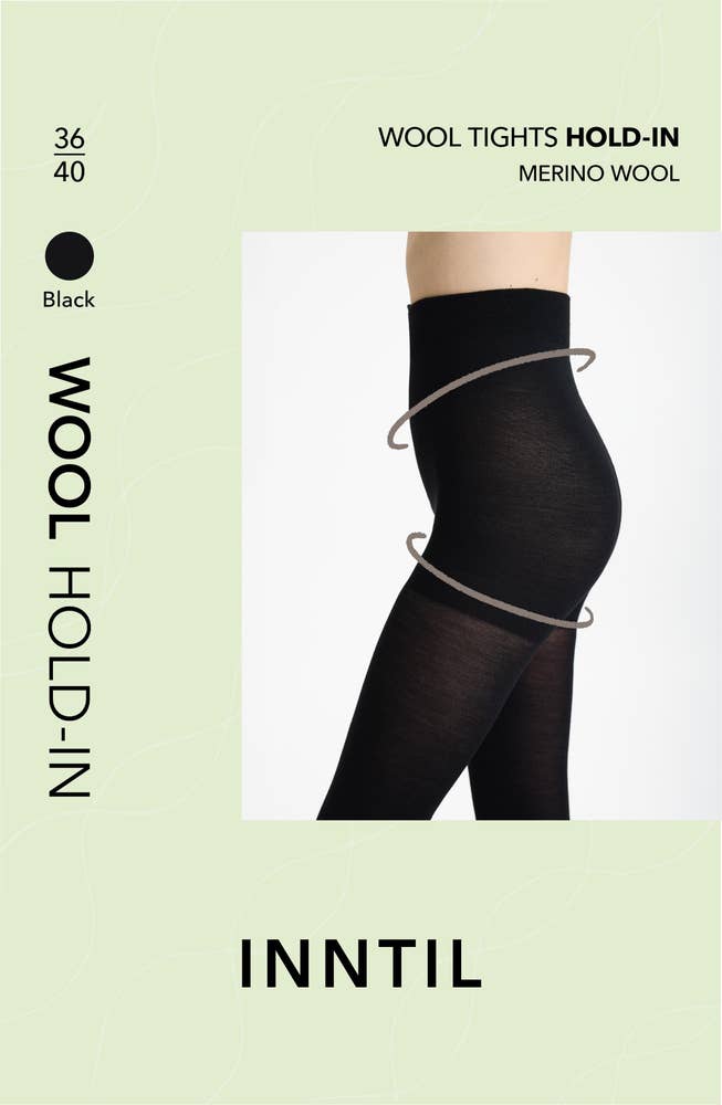 Inntil Ullstrømpebukse Hold-in Sort, str 36-40
