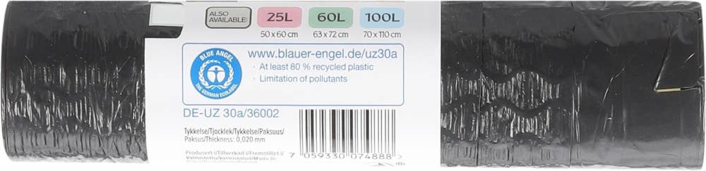 Everyday Avfallspose med snøring Sort, 35l, 80% resirkulert plast