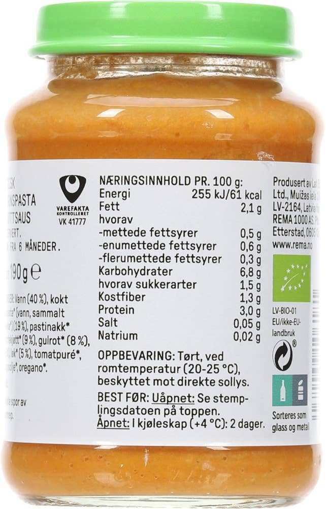 Kolonihagen Pasta bolognese Fra 6 mnd