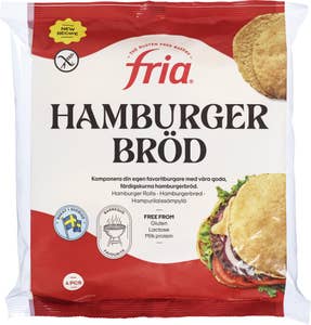 Fria Hamburgerbrød Glutenfri, 4 stk