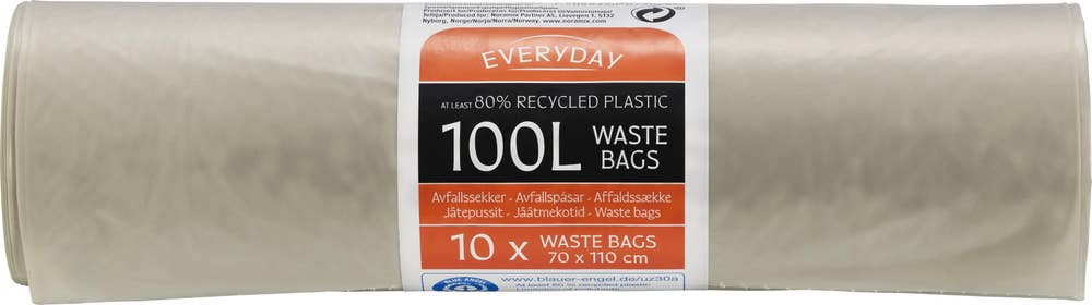 Everyday Avfallssekk semi-transparent 100 liter, 70x110cm, 40my