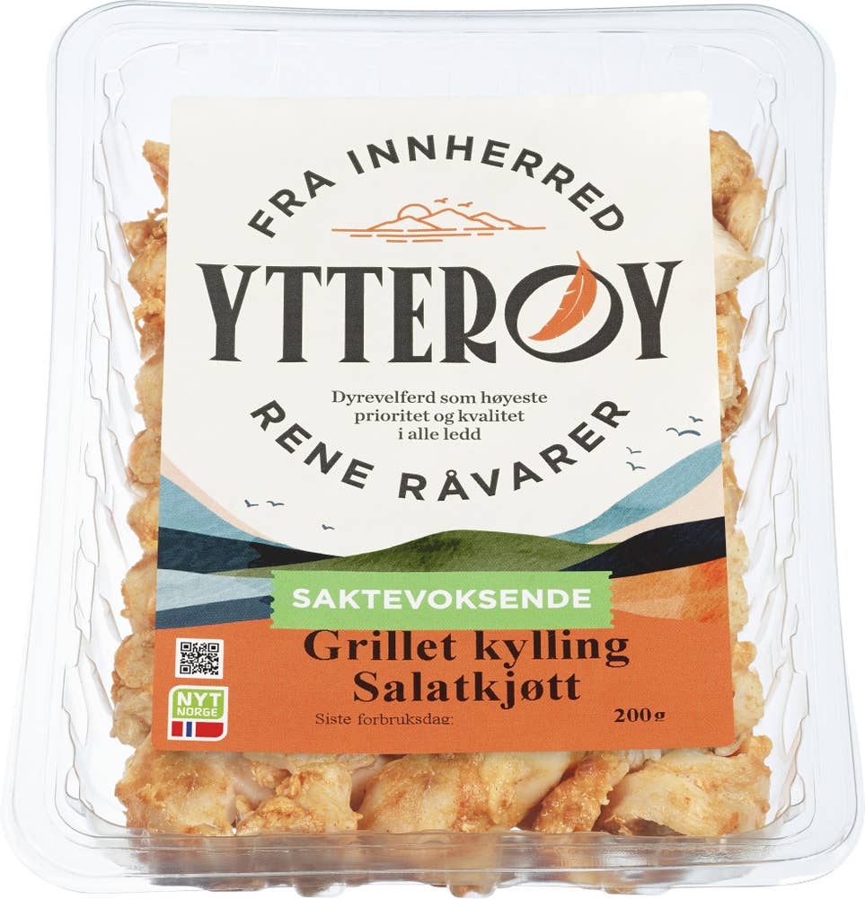 Grillet kylling salatkjøtt Saktevoksende kylling, 200 g