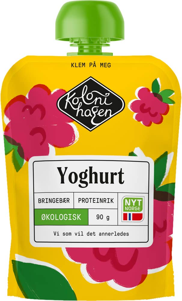 Økologisk yoghurt med bringebær 90 g
