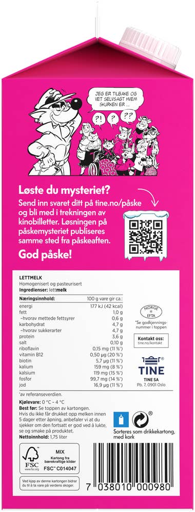 Tine Lettmelk 1% fett