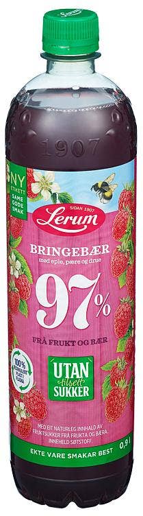 Lerum Bringebærsaft Uten Tilsatt Sukker