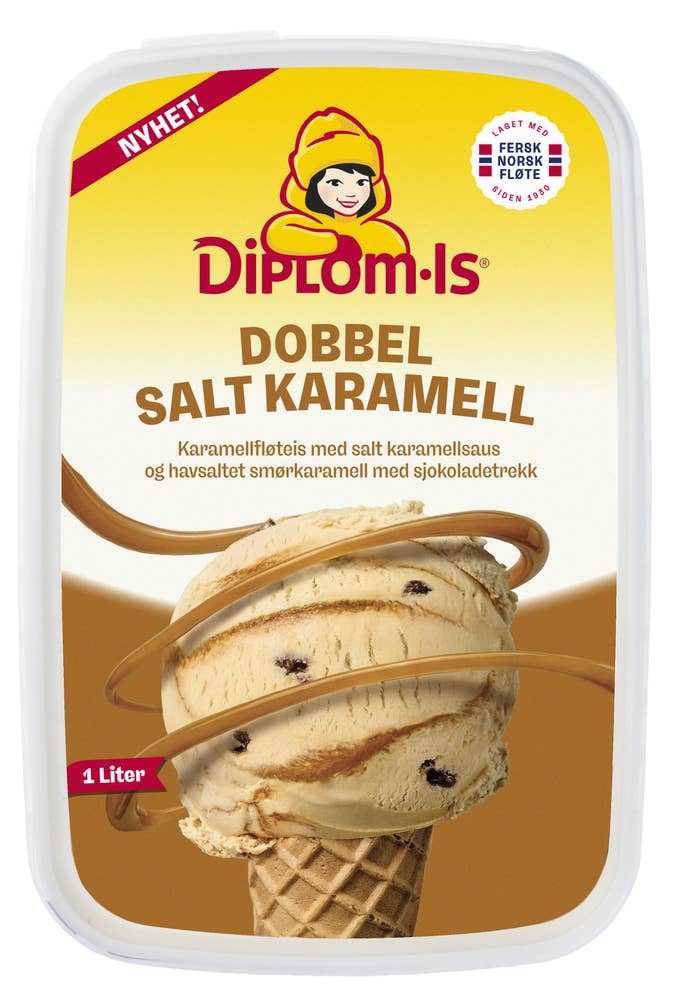 Karamellfløteis Dobbel salt karamell 1 l