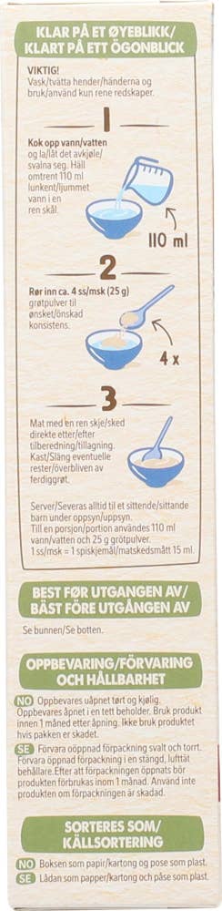 Nestlé Min Fullkornsgrøt Eple og gulrot Fra 8 mnd